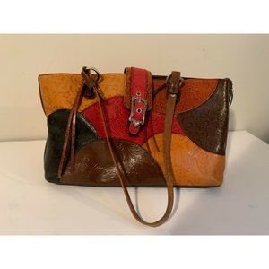 90’s PATCHWORK BOHO/Hippie LEATHER PURSE vintage